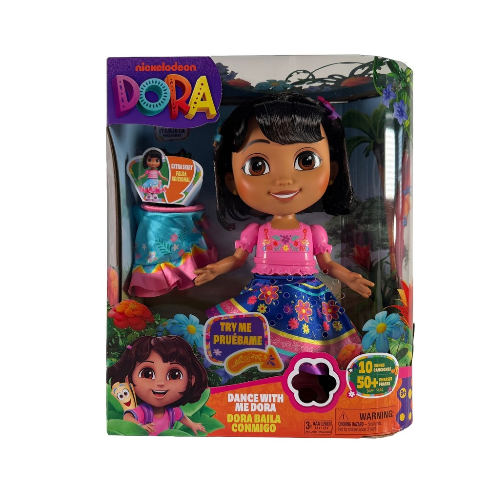 Nickelodeon Dance with Me Dora Interactive Doll 2 Skirts Bilingual Just Play